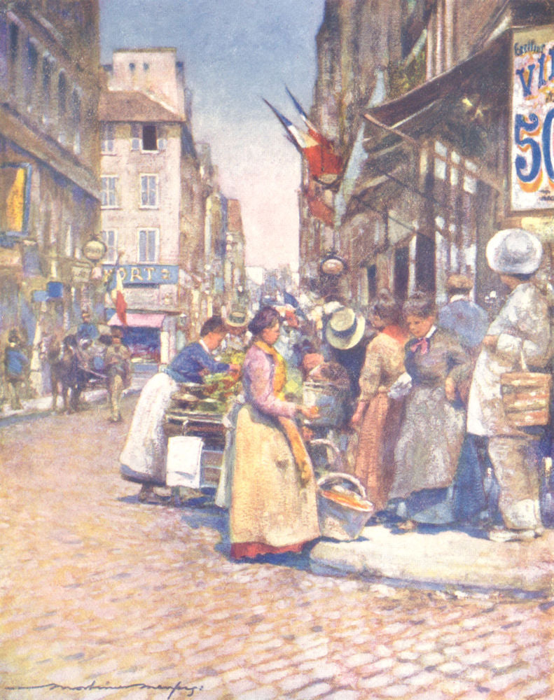 PARIS. A Corner at the Rue de Seine 1909 old antique vintage print picture